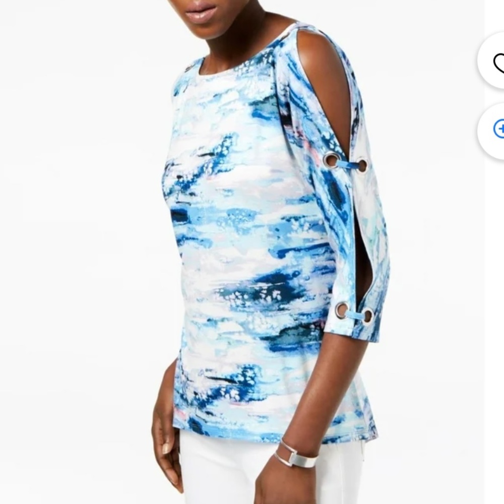 Cable & Gauge 3/4 Sleeve Cold Shoulder Top Size Lg